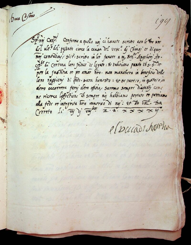 lettera Cerreto, 7 ottobre 1542