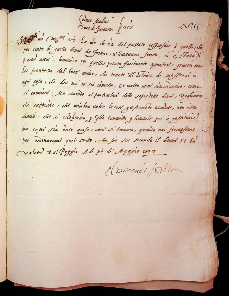 lettera Poggio a Caiano, 1 maggio 1547