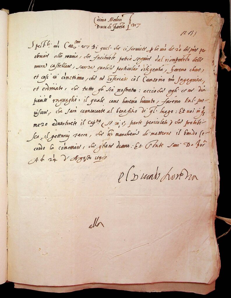 lettera Firenze, 24 agosto 1547
