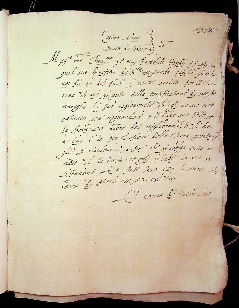 lettera Livorno, 19 aprile 1548