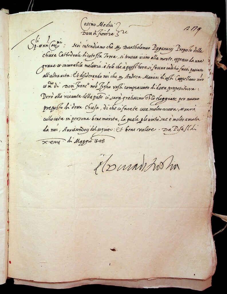 lettera Pisa, 27 maggio 1548