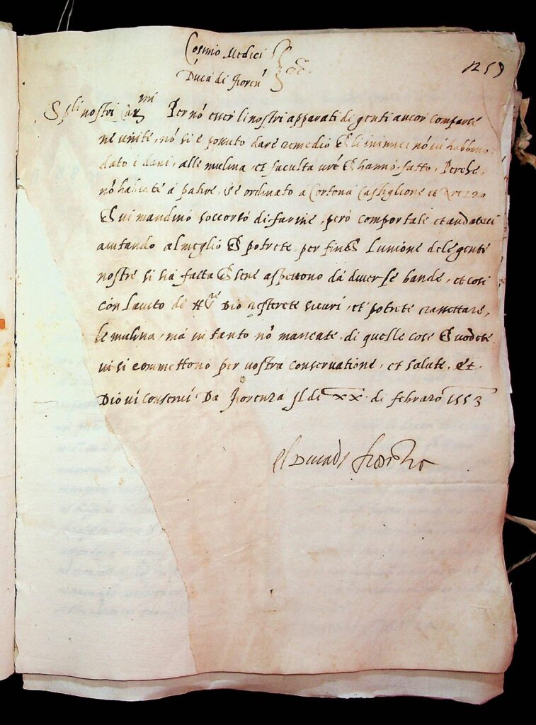 lettera Firenze, 20 febbraio 1553