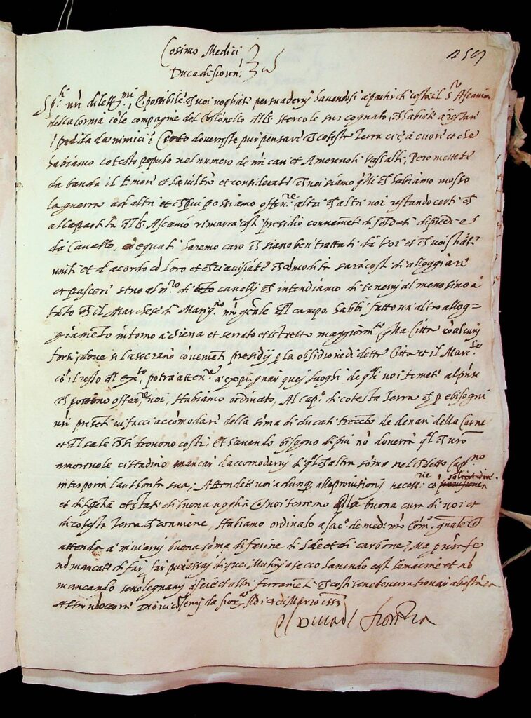 lettera Firenze, 14 marzo 1553