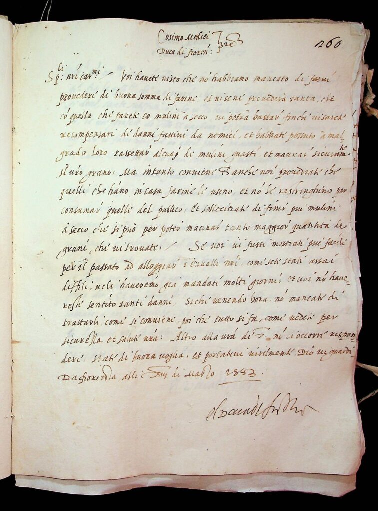 lettera Firenze, 13 marzo 1553