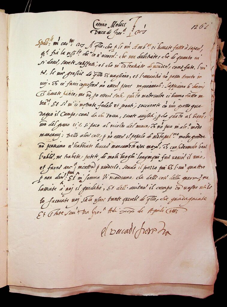 lettera Firenze, 20 aprile 1553