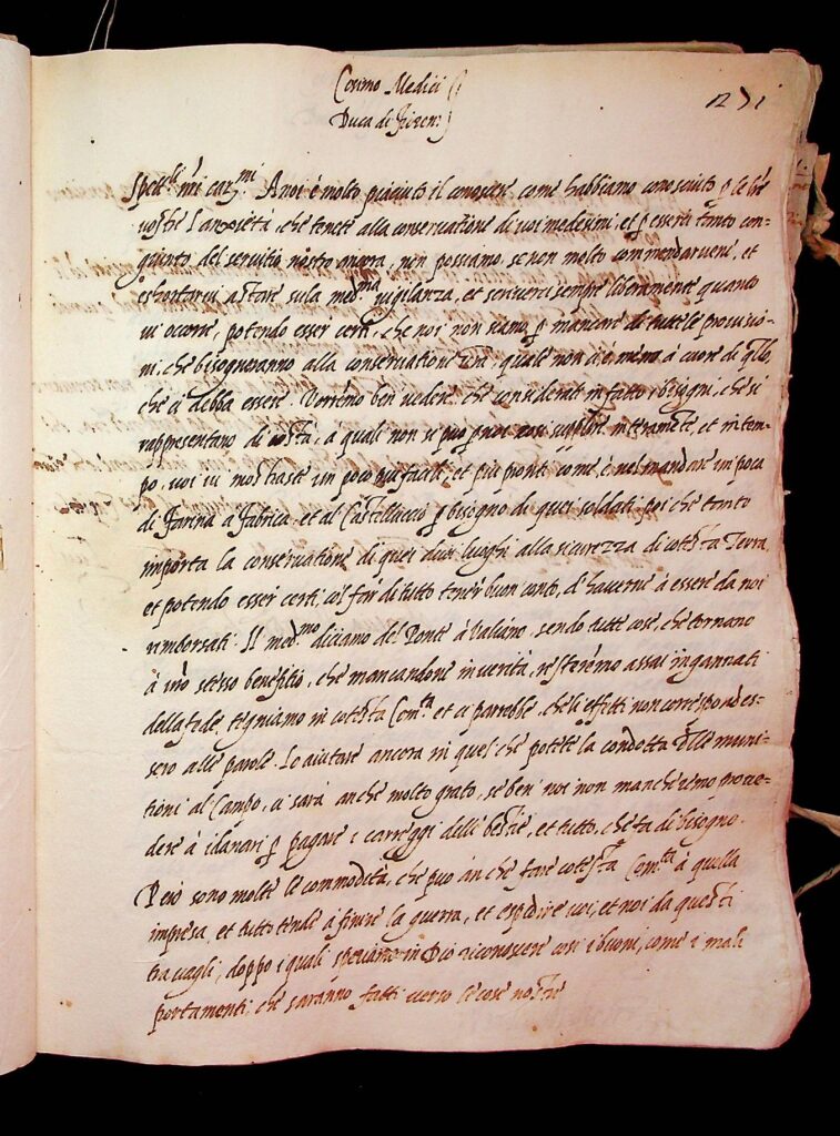 lettera Firenze, 7 gennaio 1554