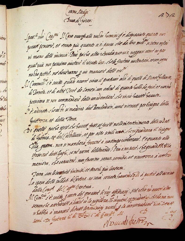 lettera Firenze, 21 gennaio 1554