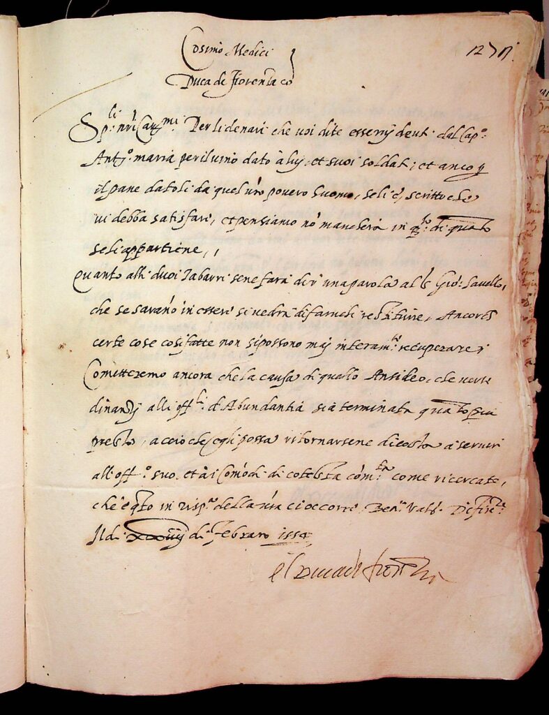 lettera Firenze, 24 febbraio 1554