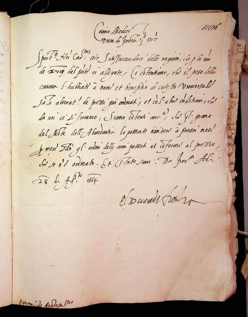 lettera 
Firenze, 28 agosto 1554