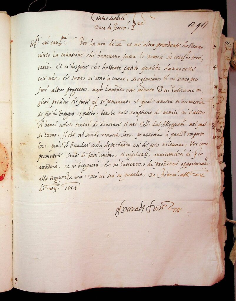 lettera
Firenze, 28 agosto 1554