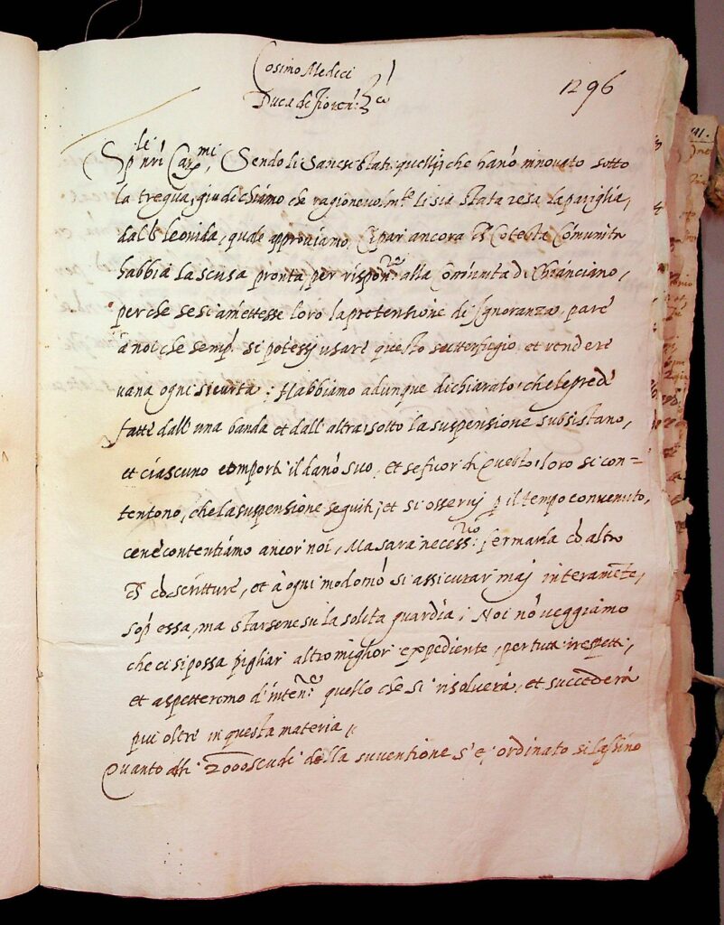 lettera Firenze, 9 novembre 1554
