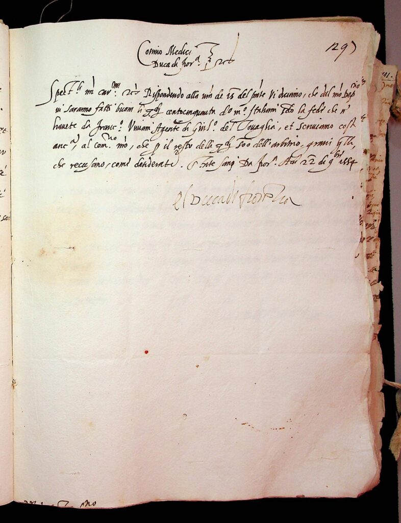 lettera Firenze, 22 novembre 1554