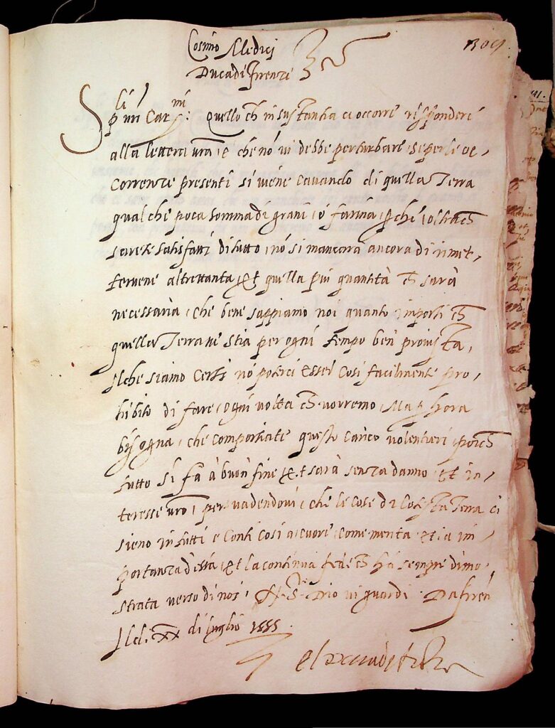lettera Firenze, 22 luglio 1555