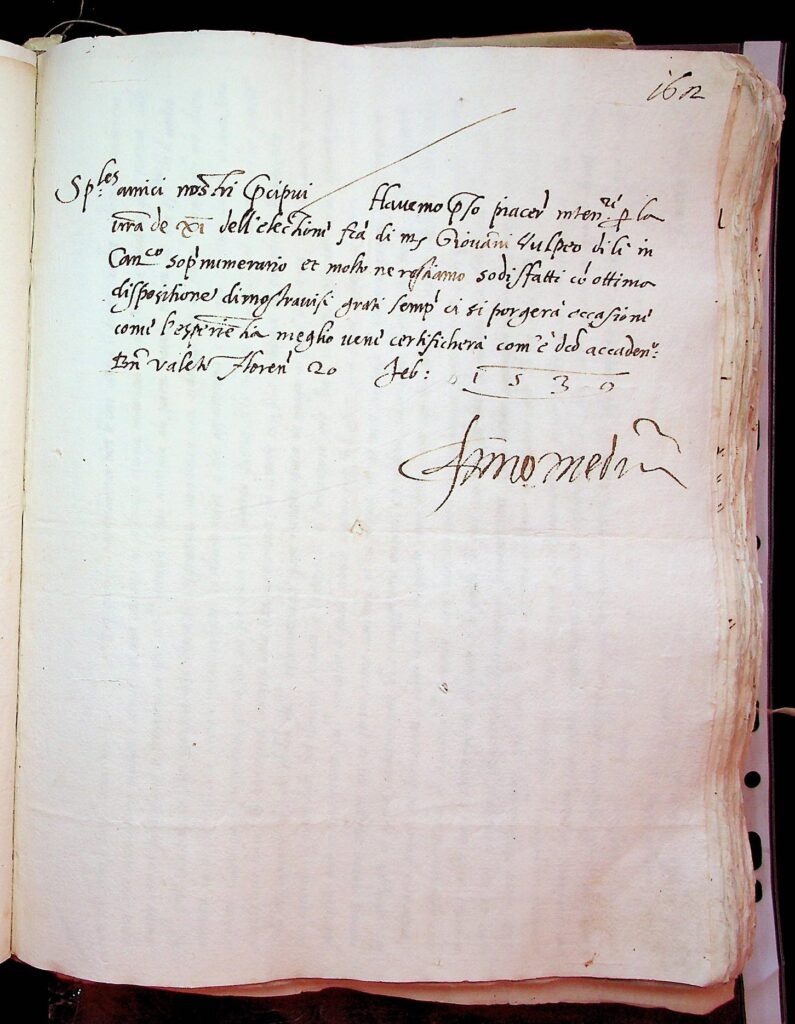 lettera Firenze, 20 febbraio 1539