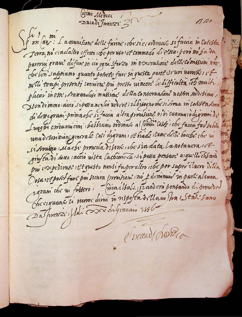 lettera Firenze, 25 gennaio 1556