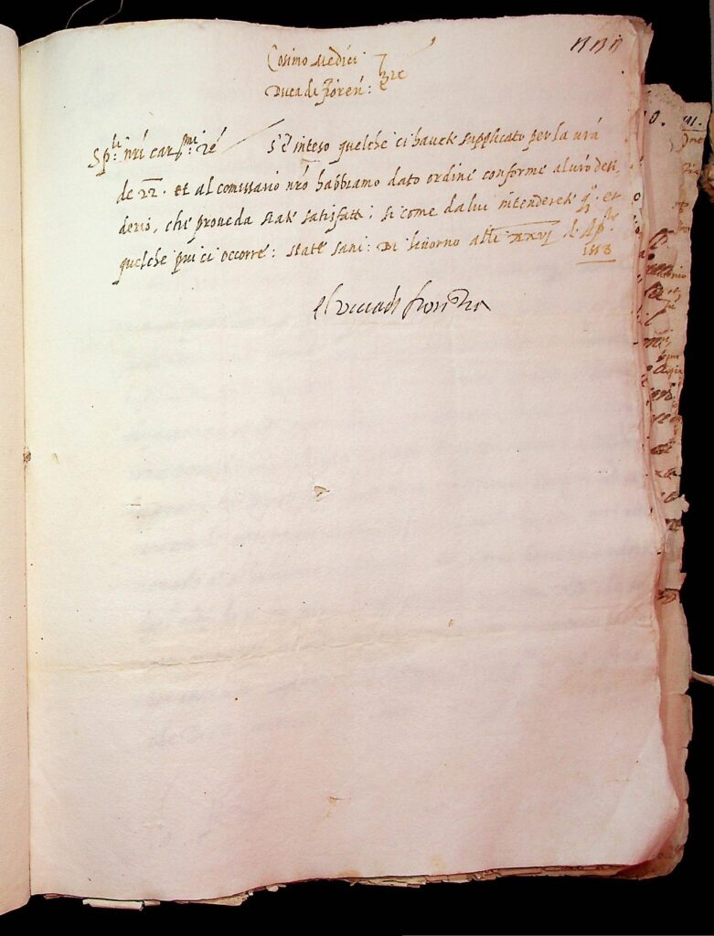 lettera Livorno, 26 aprile 1558