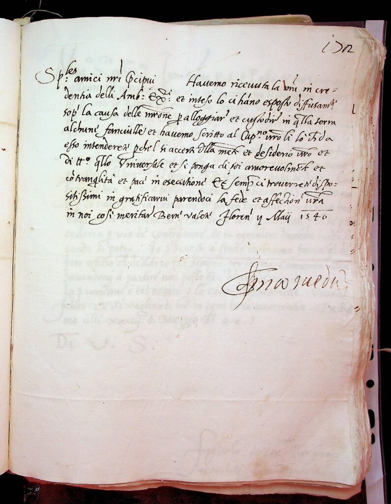 lettera Firenze, 2 maggio 1540