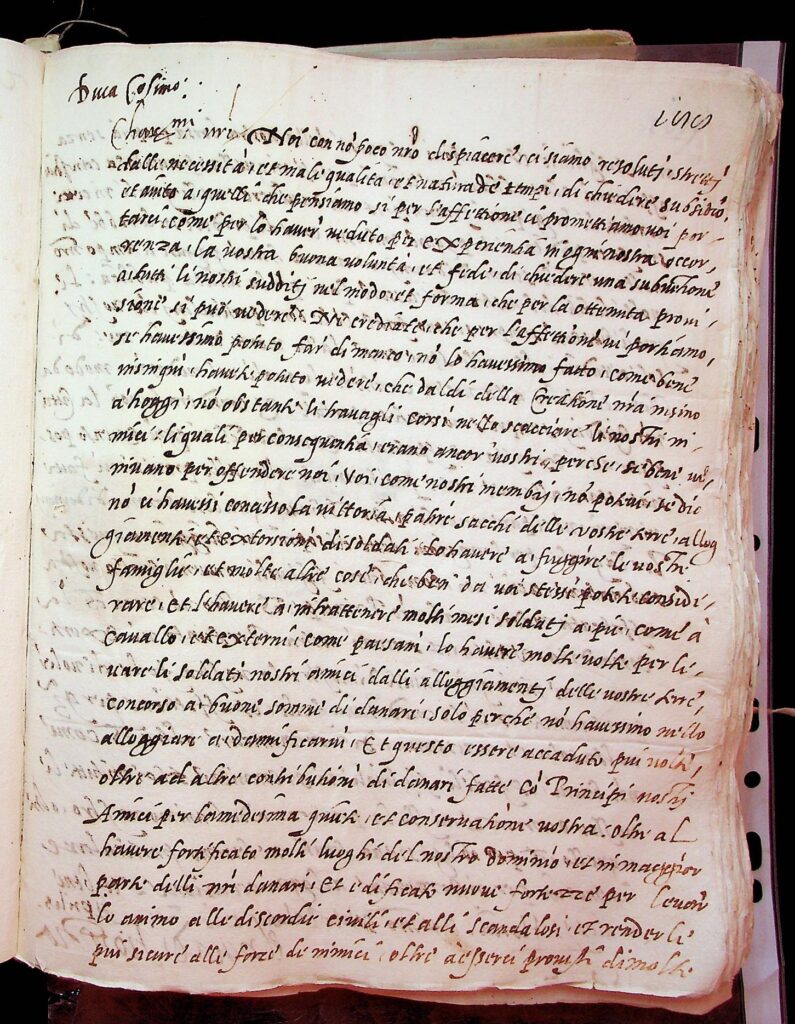 lettera Firenze, 11 aprile 1542